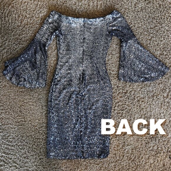 THEIA Midnight Sequin Sheath Dress in Size 10 Fully Lined - Picture 10 of 12